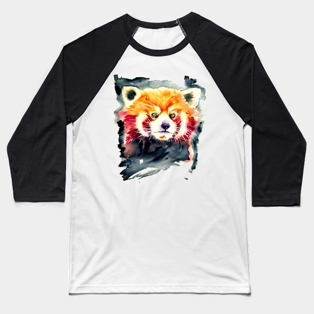 Red panda watercolor Baseball T-Shirt by NemfisArt